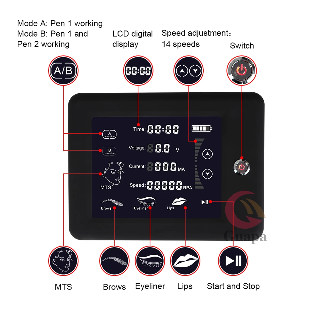 Цифровой сенсорный экран Перманентный макияж ручка машина набор для бровей губ