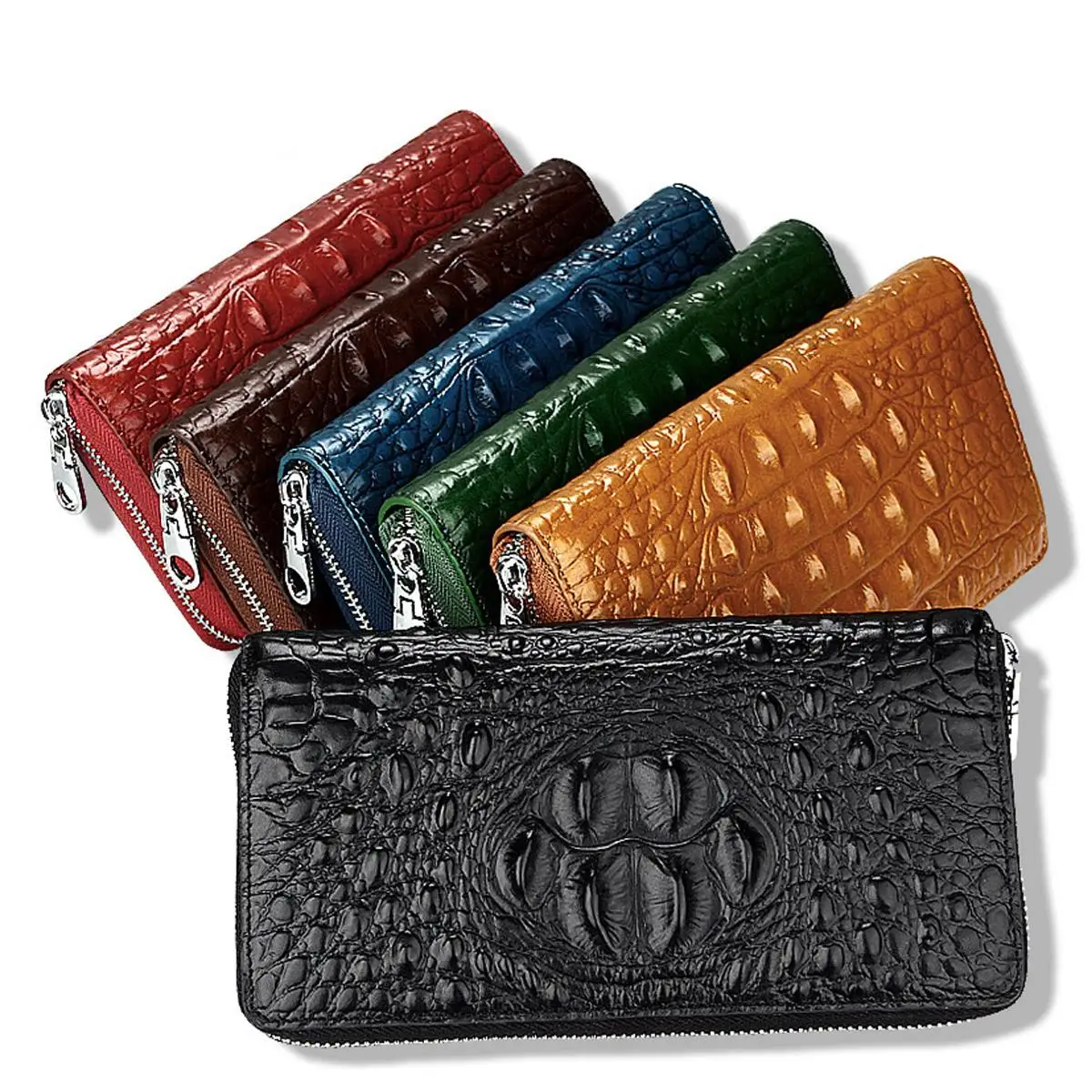 Мужской винтажный большой емкости Длинный кошелек из натуральной кожи крокодила