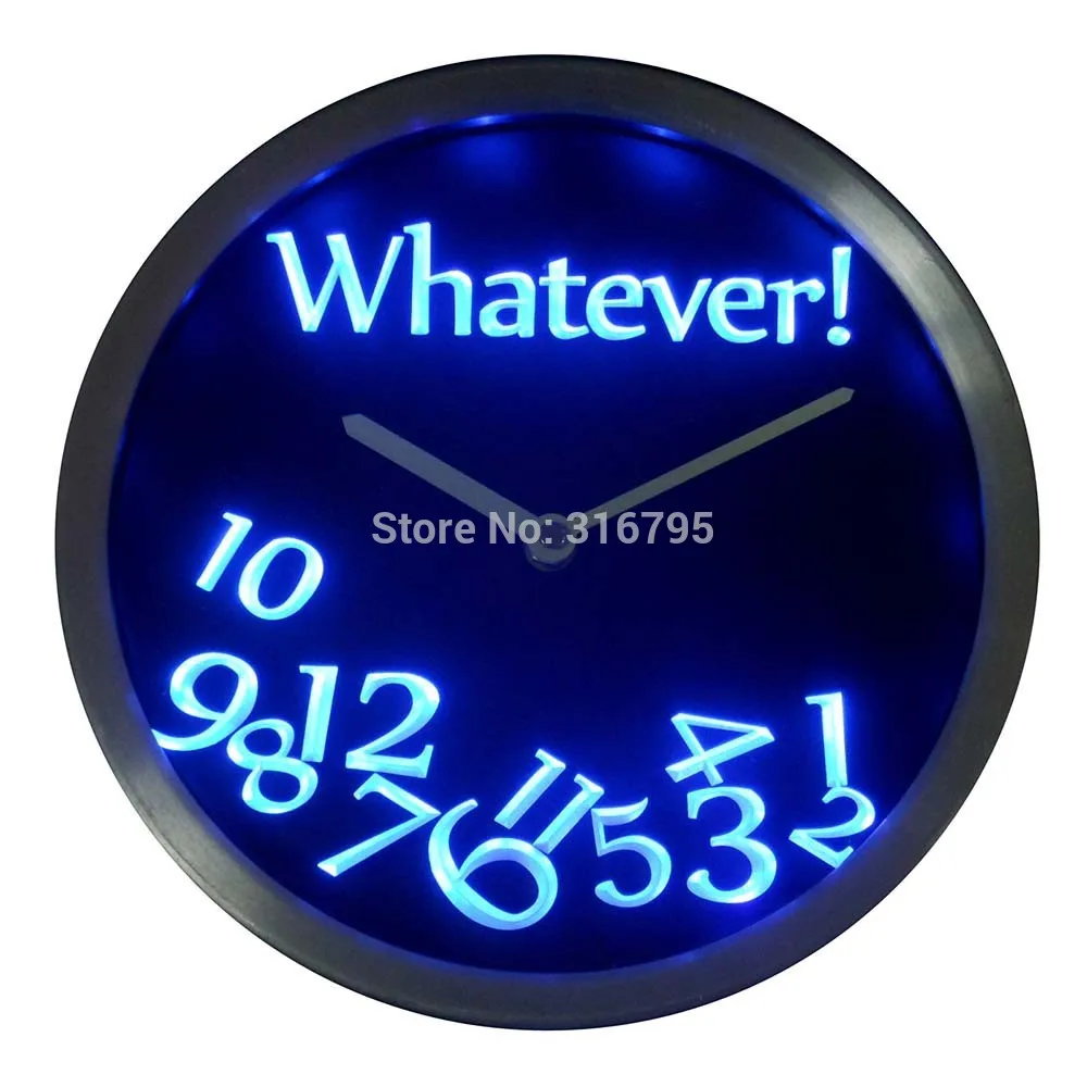 nc0464 Whatever Time Bar Beer Retire Gift Decor Neon Light LED Wall Clock