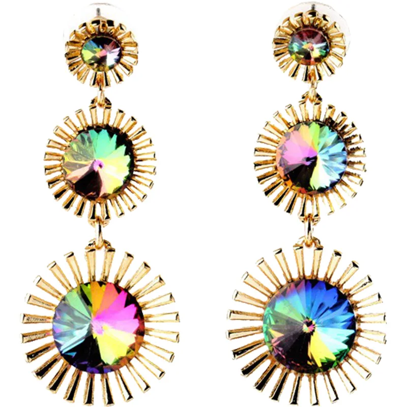 604 свежие Разноцветные серьги из сплава для вечеринок модные женские со стразами
