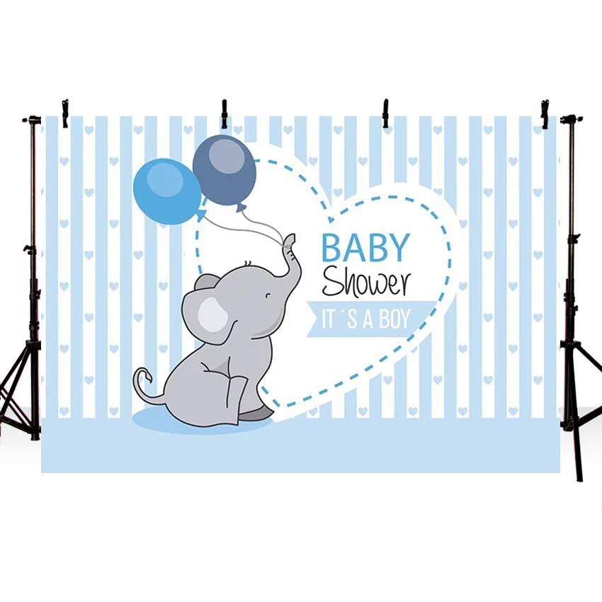 Photography Backdrop pink blue stripes elephant baby shower girl boy balloons photographic background Photo studio photocall