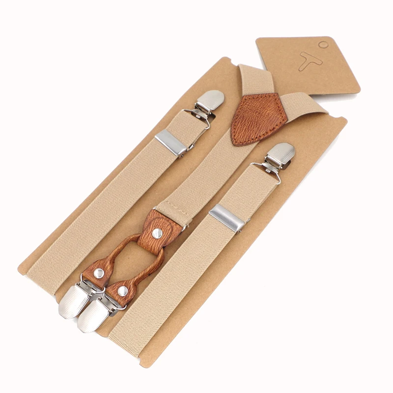 Kids Suspenders 4 Clips Leather Braces Suspensorio Elastic Adjustable Tirantes Bretelles 2.5*75cm New Fashion Design | Аксессуары для