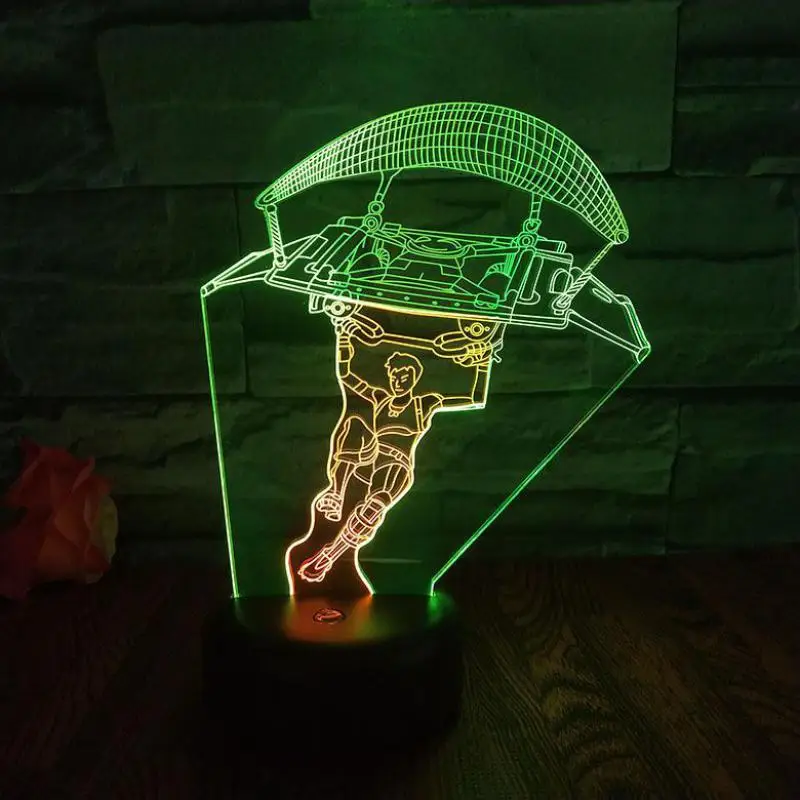 Парашютный светодиодный 3d семицветный ночник с сенсорным USB и аккумулятором