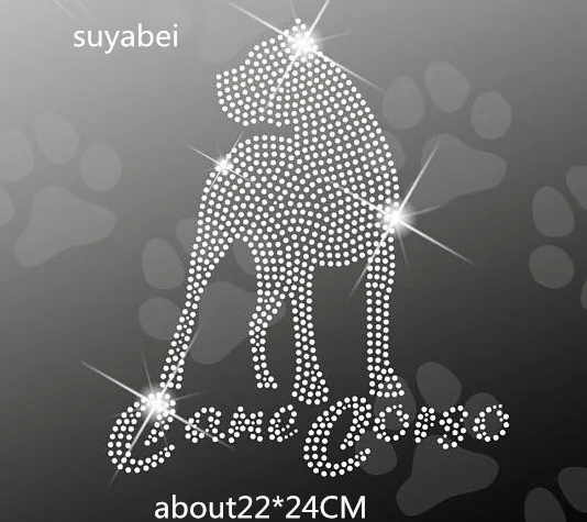 

2pc/lot CANE CORSO dog hot fix rhinestone transfers iron on rhinestone transfer designs hot fix rhinestone applique