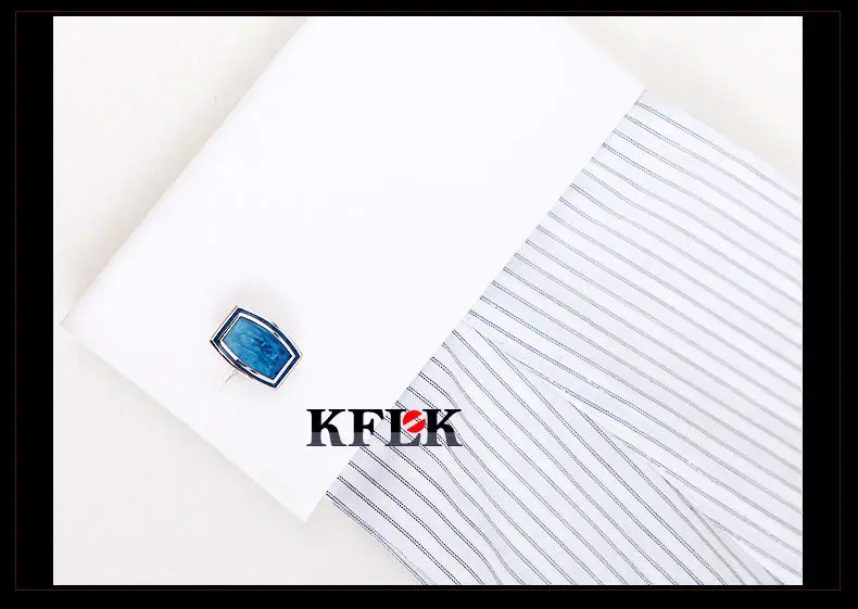 KFLK, роскошные запонки для рубашек, для мужчин, подарок, брендовые запонки, пуговицы, синяя эмаль, запонки, высокое качество, abotoaduras, ювелирные изделия