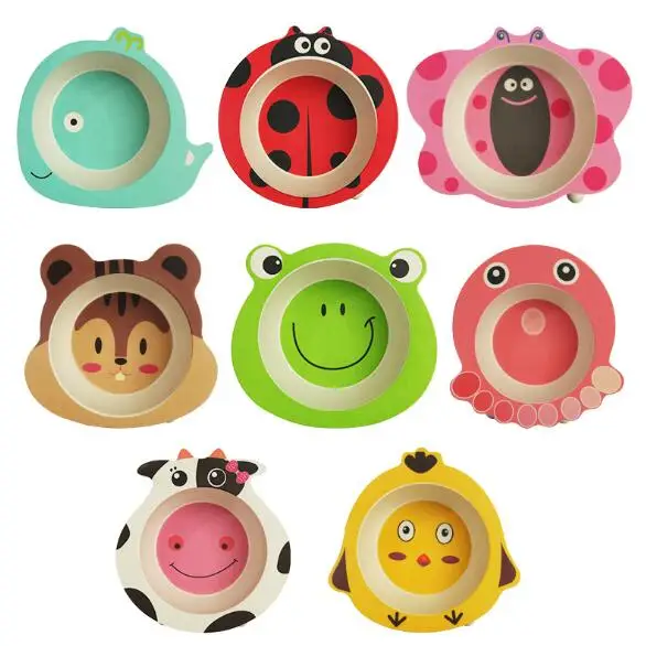Мультяшная бамбуковая посуда животные Детские миска для кормления Младенческая