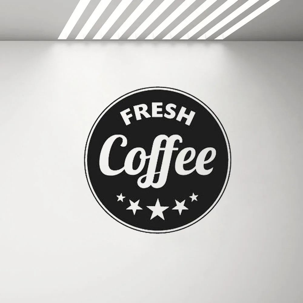 

Cafe Shop Sign Poster Wall Window Decals Fresh Coffee Circle Wall Sticker Removable Self Adhesive Art Decal Mural Decor G501