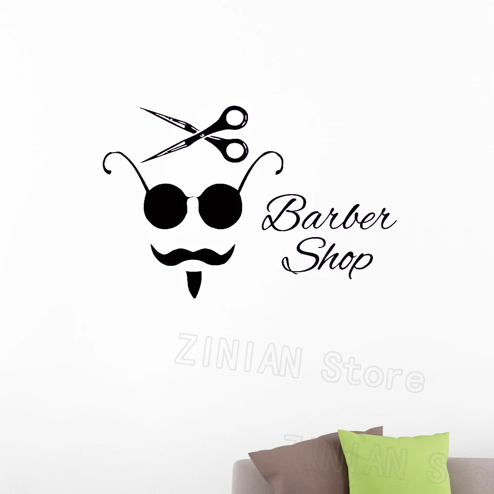 Наклейки для волос искусственная Наклейка на стену Парикмахерская мужчин очки