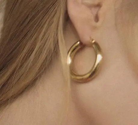 18mm gold MLKENLY Гладкий хип-хоп струящиеся большие серьги преувеличенные ювелирные изделия золотой цвет круглый обод кольцо Круглые Серьги Huggie для женщин - Окраска металла: 18mm gold