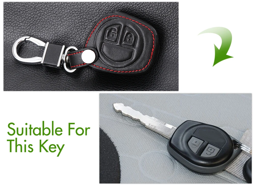 Автомобильный брелок черный кожаный чехол для ключей с 2 кнопками SUZUKI SX4 Swift Grand