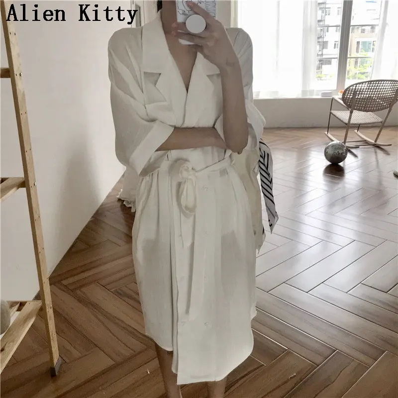 Alien Kitty/2019 г. летнее однотонное изящное повседневное элегантное двубортное платье