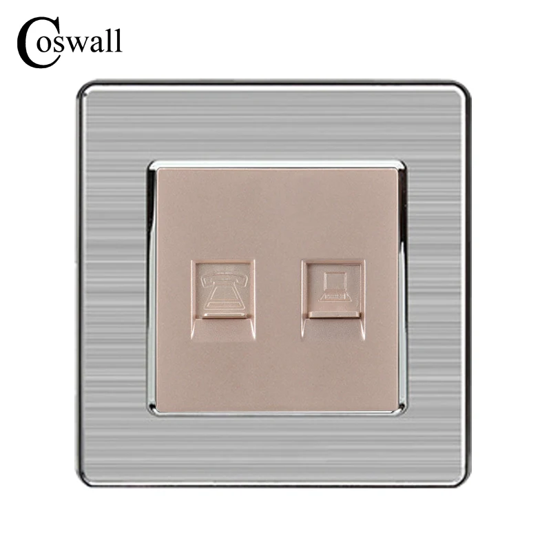 COSWALL RJ45 Интернет-разъем для передачи данных CAT5E разъем с 2-ядерным разъемом RJ11
