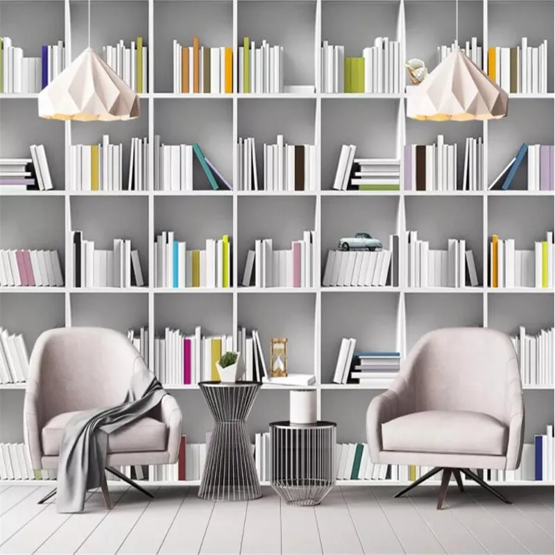 Винтажная книжная полка фото обои шаблон росписи 3D стереоскопический задний фон