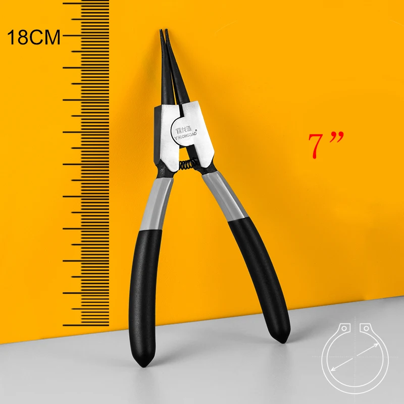 Straight 1pc " /7"/" многофункциональные плоскогубцы с кольцом для вала, многофункциональный обжимной инструмент, Внутренние Внешние клещи для снятия пружинного кольца, стопорные Стопорные плоскогубцы - Цвет: Straight 1pc