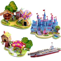 3d diy puzzle education learning jigsaw baby toy kid early learning castle construction patterns children gift houses puzzle