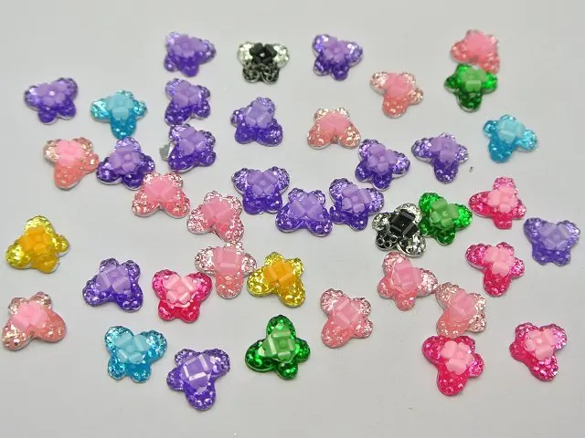 100 смешанных цветов с плоской задней поверхностью из смолы кабошоны бабочкой 10х8