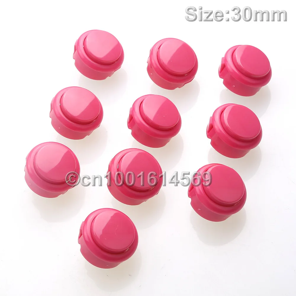 

10 PCS/lot 30mm Round Arcade Push Button Replace For SANWA Button OBSF-30 OBSN-30 OBSC-30 Action Push Button & MAME DIY - 5#Pink