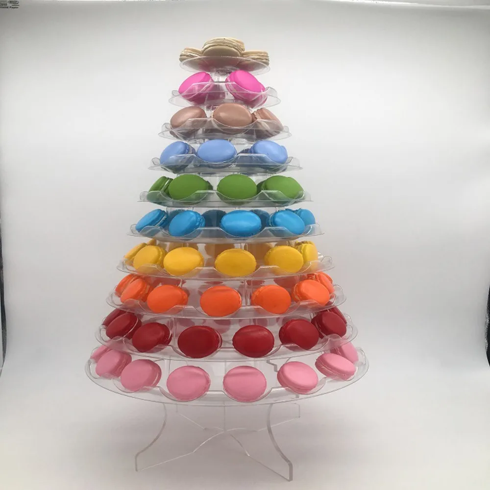 4/6/10 уровня Макарон Дисплей Стенд Круглый Macaron башня подставка для свадебного торта ПВХ лоток Дисплей стеллаж для выставки товаров на свадьбу, день рождения, инструменты для украшения торта