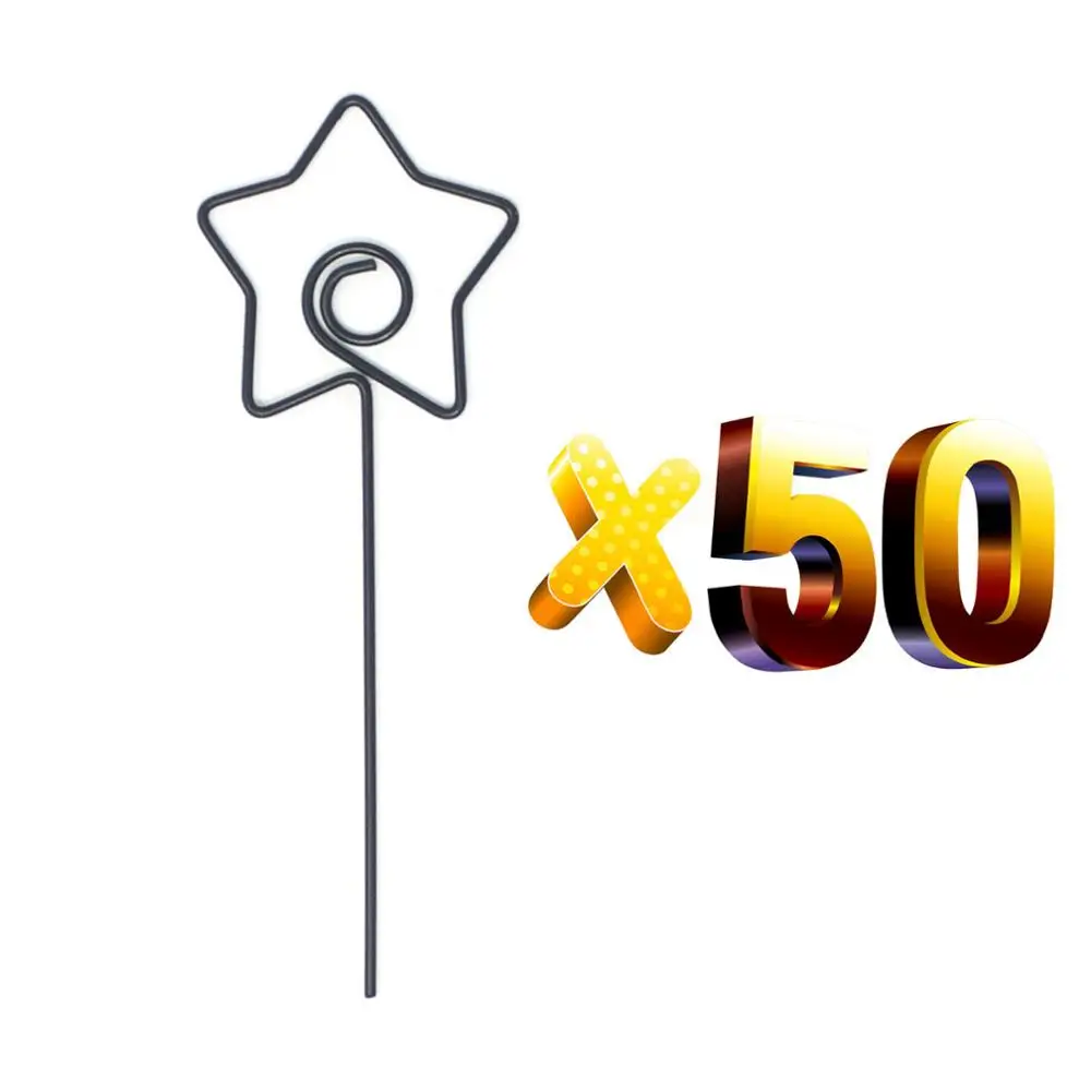 Лот 50 шт. DIY ремесло 4 дюйма провода фото зажимы, глина и торт аксессуары, памятки Держатели/место зажим для карт, Черный& Золотой& блестящий хром, 10,2 см - Цвет: 50pcs black star
