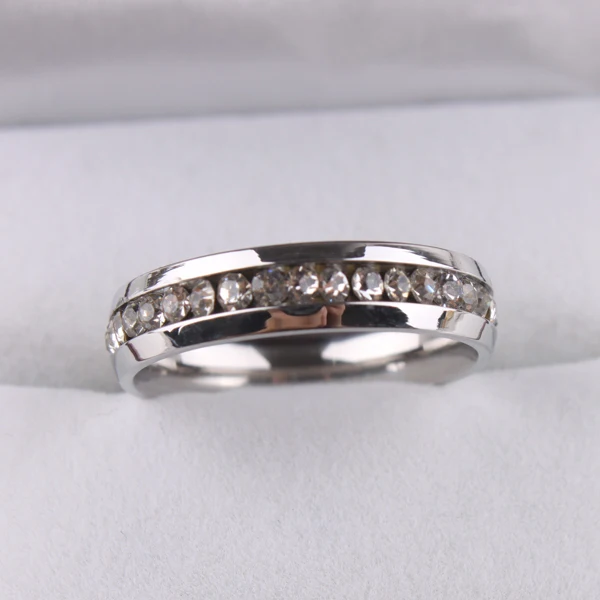 Циркон в один ряд CZ Кольцо 316L кольца из нержавеющей стали женские ювелирные