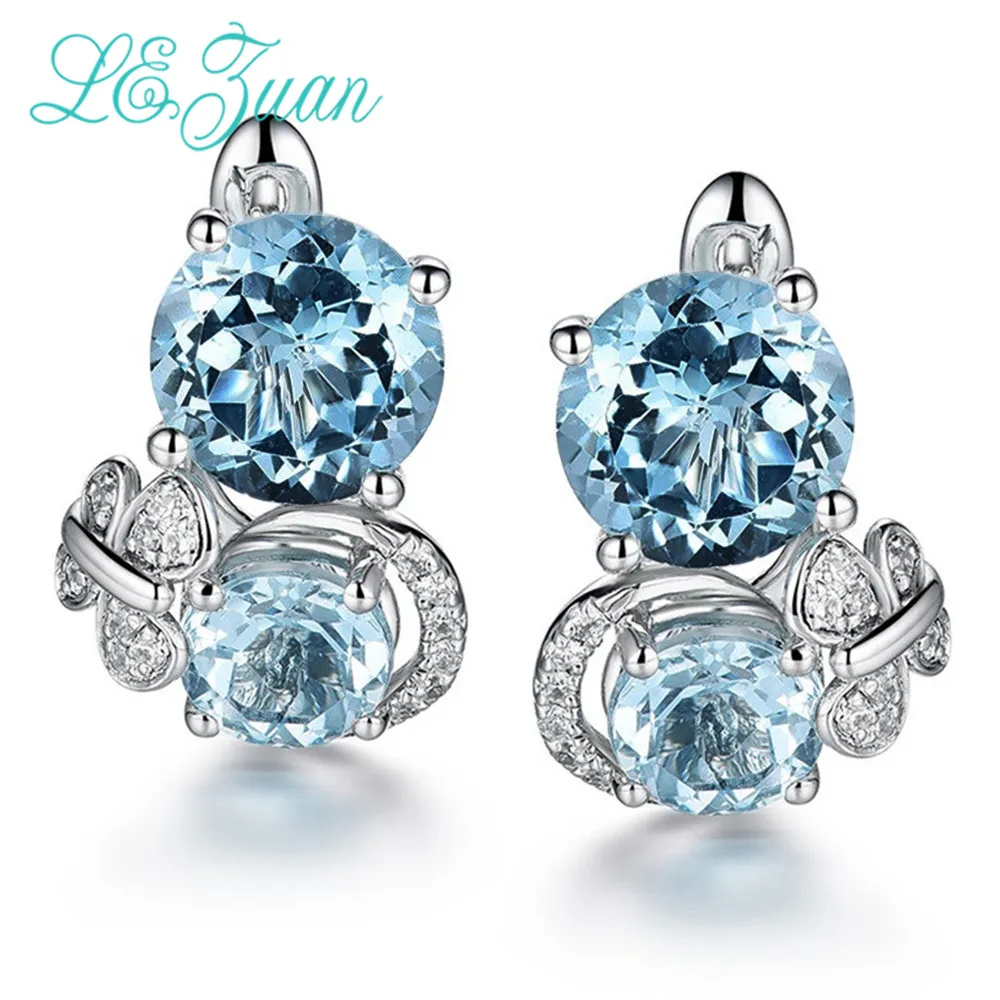 L& zuan 6.7ct двойной Натуральный топаз серьги гвоздики для женщин 925 стерлинговые серебряные серьги в виде бабочек Изящные женские ювелирные изделия подарок