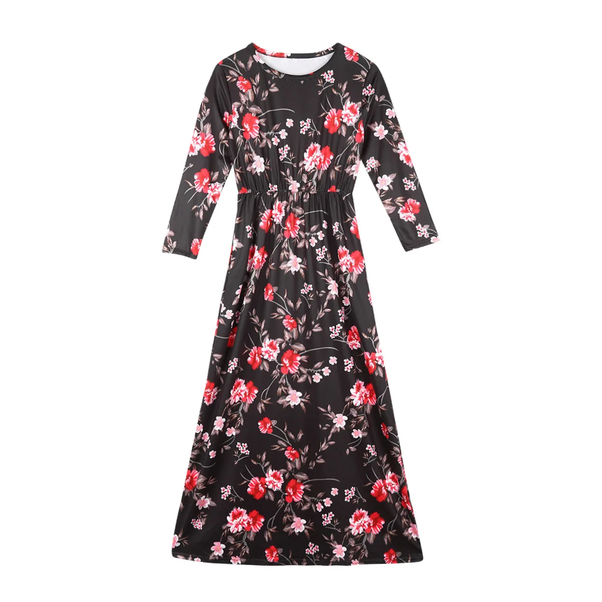 Семейное платье одинаковые модные женские платья макси с цветочным принтом для