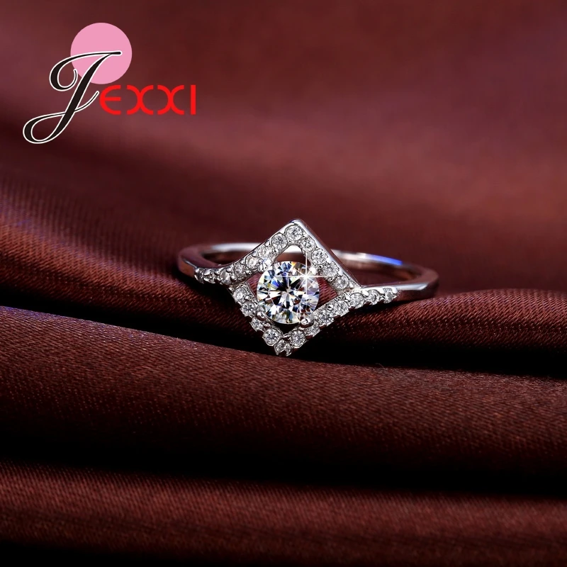 High Quality Special Rhombus 925 Sterling Silver Women Engagement Rings With Full AAA+ Austrian Rhinestone Fashion Jewelry | Украшения и