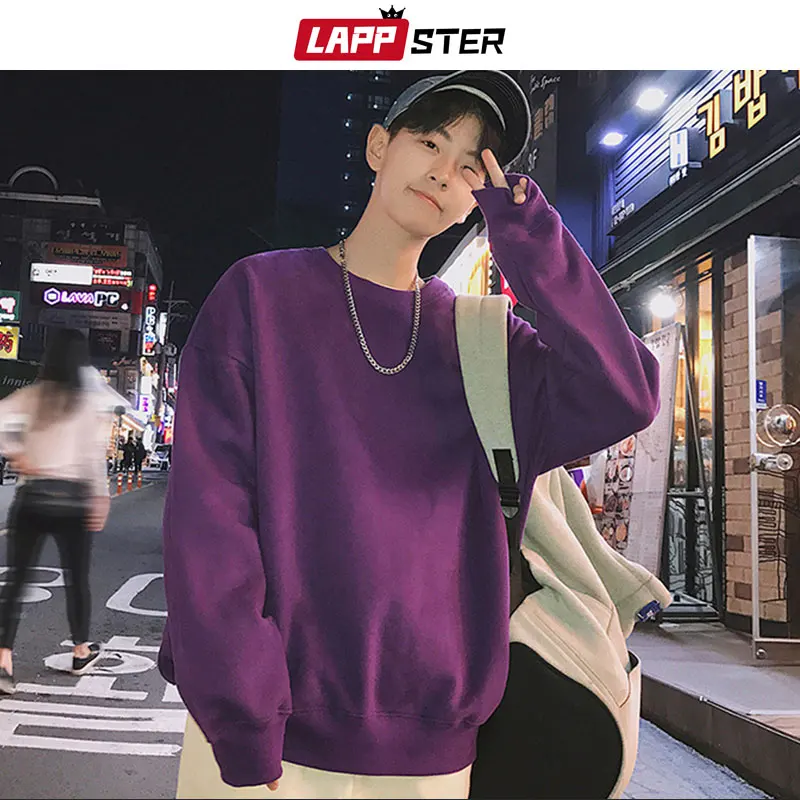 LAPPSTER Harajuku однотонная Черная Толстовка для мужчин 2020 Весенняя мужская Японская