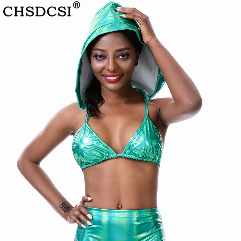 CHSDCSI летняя пляжная одежда укороченный топ с капюшоном обтягивающий сексуальный