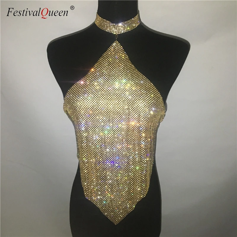 Женский Блестящий укороченный топ на бретельках FestivalQueen вечерние топы с открытой