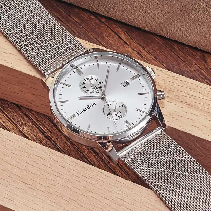 Sliver-white Швейцарский бренд, мужские часы Bestdon, топ, роскошный бренд, модные часы с хронографом, TikTok, водонепроницаемые спортивные часы, мужские часы - Цвет: Sliver-white