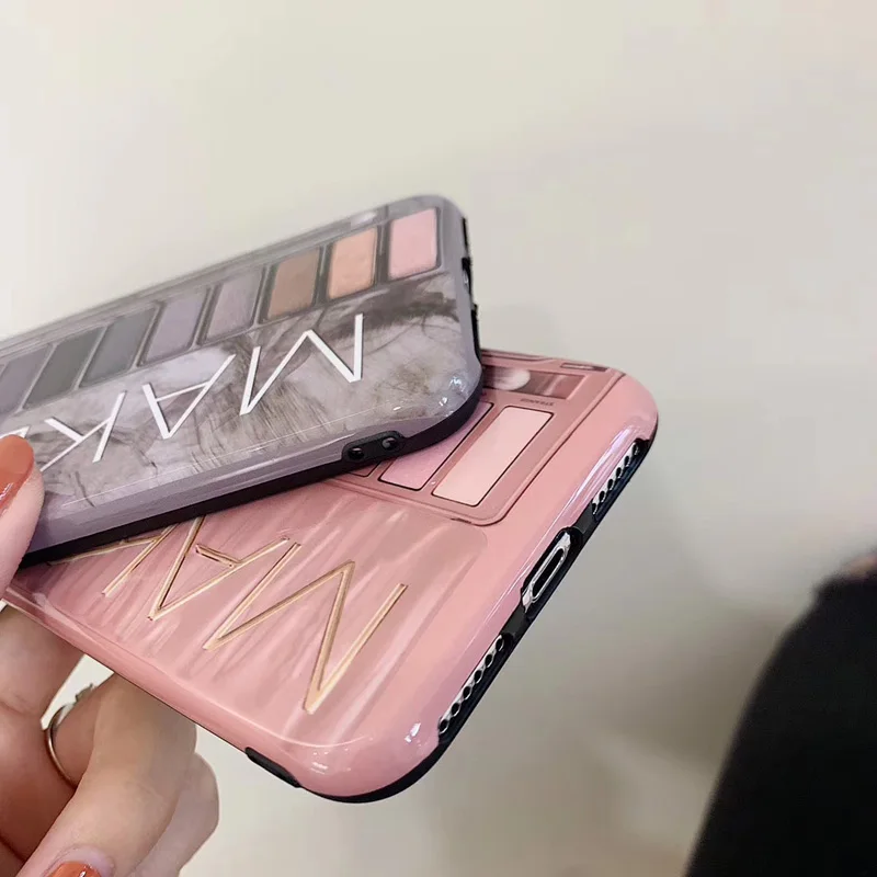Модный женский чехол с тенями для век iPhone 11 12 PRO X XS Max XR 7 8 6 Plus Блестящий Мягкий