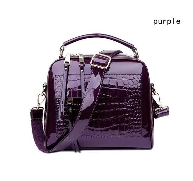 Purple SWDF, новинка, дизайнерские женские сумки, качество, масло, искусственная кожа, женская сумка-мессенджер, крокодиловый узор, лакированная кожа, сумки на плечо для женщин - Цвет: Purple