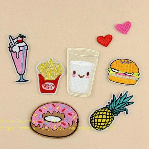 Новое поступление 10 шт. патчи с вышивкой в виде попкорна напитков гамбургеров