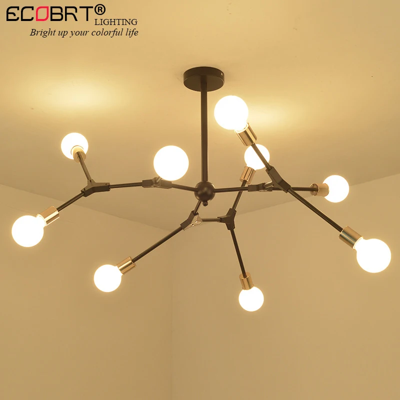 ECOBRT черный Современный художественный подвесной светильник с железом 6 8 9