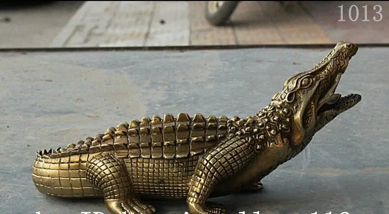 Китай латунь дикий злой крокодиловый крокодил Кайман Искусство украшение статуя
