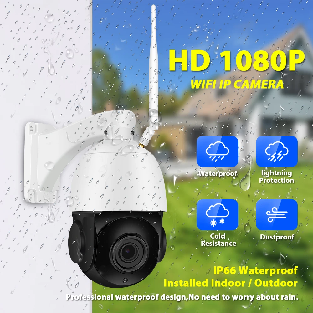 Zoohi PTZ IP Камера Беспроводной Камера Открытый двухстороннее аудио 1080 p вращающийся купол 20X Survellance безопасности камеры WIFI 2MP ИК IP66