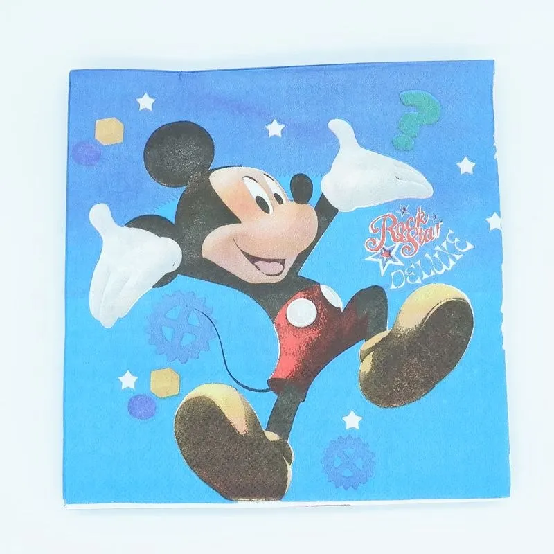 Paper Napkin 20pcs Микки Минни дети день рождения набор украшения вечерние принадлежности бумажные кружки, тарелки, салфетки баннер/флаг шляпа соломы конфеты/попкорн коробка - Цвет: Paper Napkin 20pcs