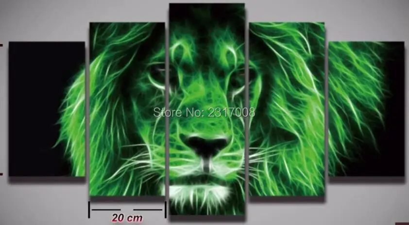 5 панелей печатная картина с изображением Льва Красочные животные модульная