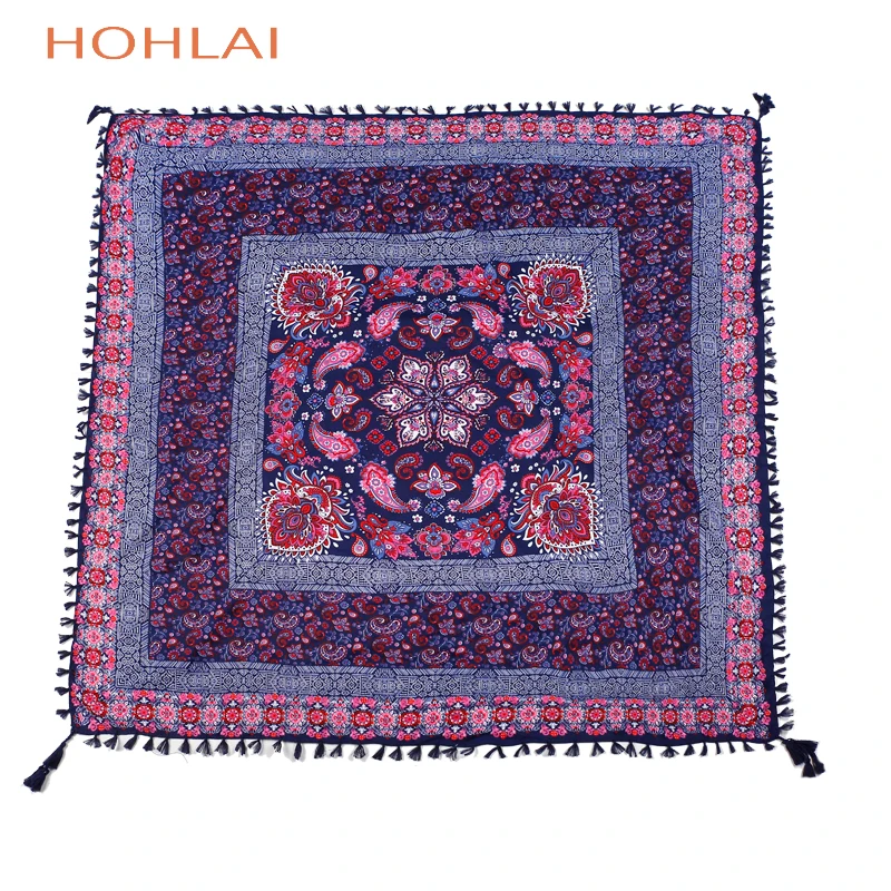 Женские квадратные шарфы с кисточками большие шали геометрическим принтом в