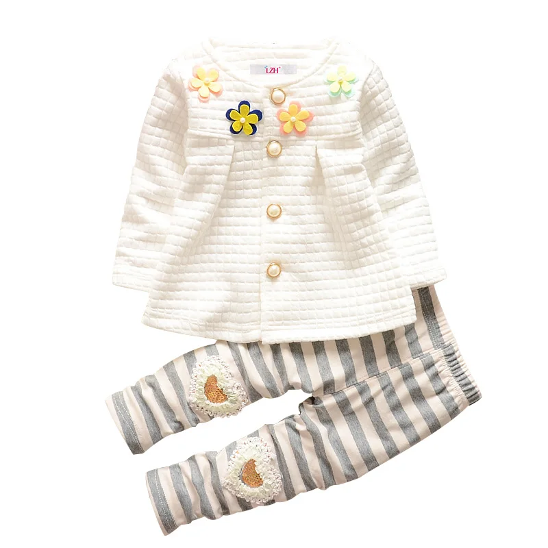 White LZH/Одежда для новорожденных коллекция года, осенне-зимний комплект одежды для маленьких девочек, пальто+ штаны теплый комплект из 2 предметов для малышей Одежда для маленьких девочек - Цвет: White