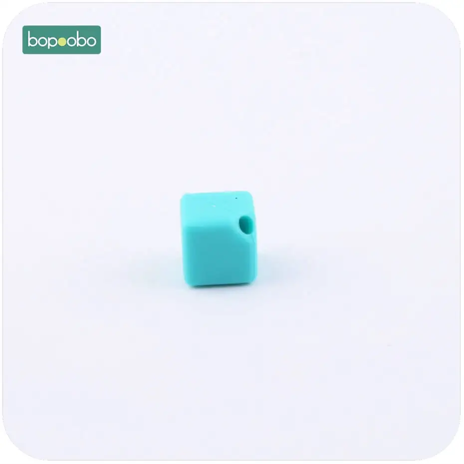 turquoise cube Bopobo силиконовая форма для кубиков-прорезывателей, Разноцветные 10 шт. 9 мм бусины, подарок для детей, сделай сам, прорезыватель, ожерелье, силикон для жевания, бусины для прорезывателей - Цвет: turquoise cube