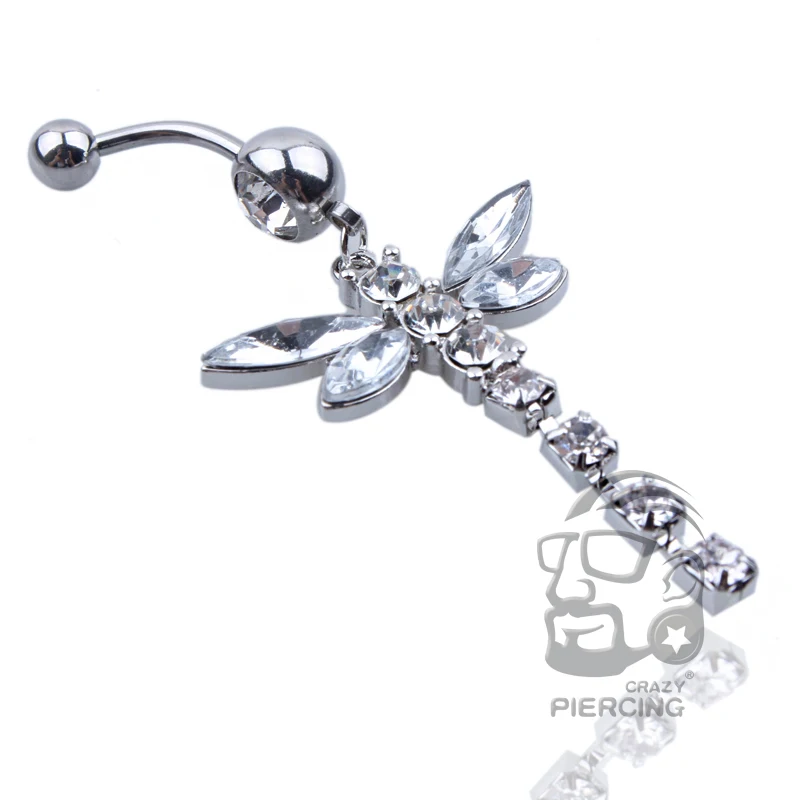 Dragonfly Body piercing belly button ring Navel jewelry Retail bar 14G 316L surgical steel party gift|body button|body piercingpiercing |