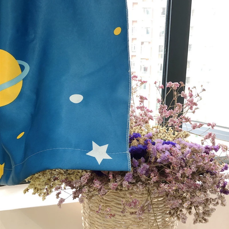 Римские готовые занавески с принтом планеты звезды жалюзи для кухни маленькие