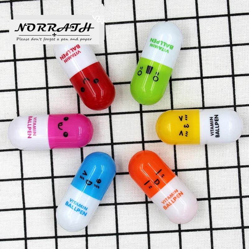 Шариковая ручка с витаминными таблетками 6 шт./лот|school supplies|vitamin pillpill ballpoint pen |