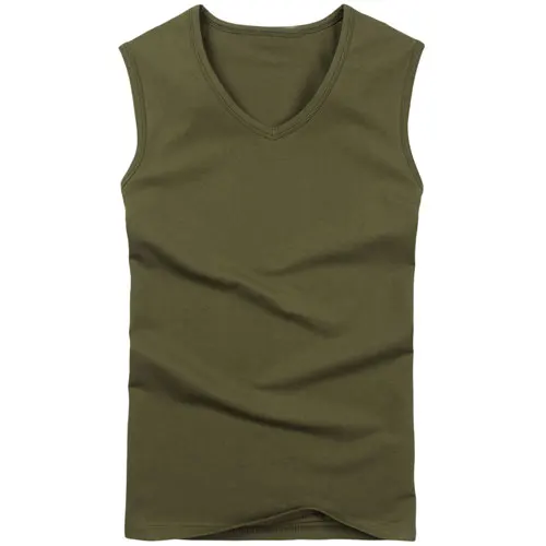 V neck Amry С добавлением хлопка с нарисованными большими Размеры Летняя мужская одежда топы с бретельками и черный, белый, серый синглеты без рукавов Фитнес мужской жилет бодибилдинг футболка - Цвет: V neck Amry