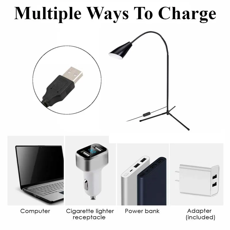 CLAITE Modern Stand Floor Lamp 7W White& Warm White Dimmer USB Desk Reading Light Fixture for Bedroom Living Room