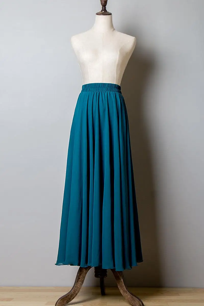 FOLOBE весенне-летняя винтажная шифоновая юбка Женская эластичная макси с высокой