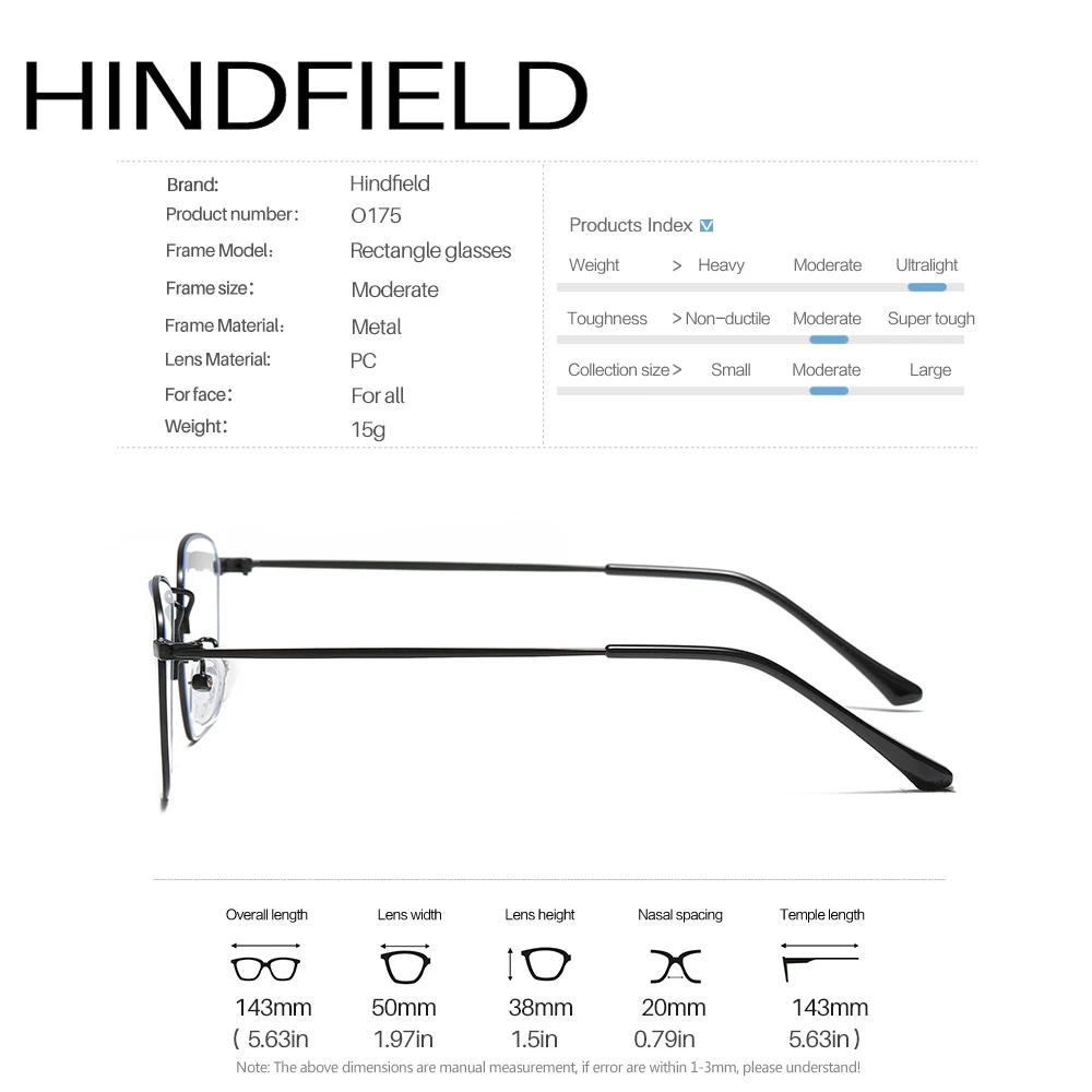 Hindfield супер тонкие металлические оправы для очков анти синий светильник очки
