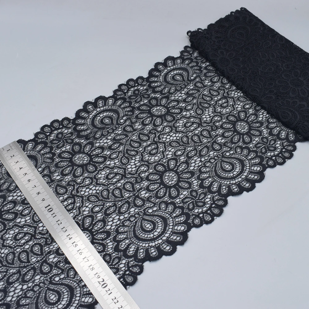 Мягкое эластичное кружево шириной 22 см 2 ярда молочно белого цвета Черное